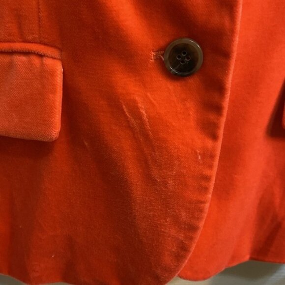 J. Crew Schoolboy Orange Velvet Single Breasted 2 Button Blazer Jacket 2 Pockets - Picture 5 of 9